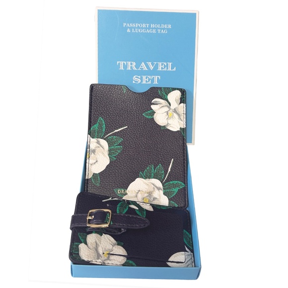 Draper James Travel Set Passport Holder Luggage Tag Magnolia Print NIB - Picture 4 of 6